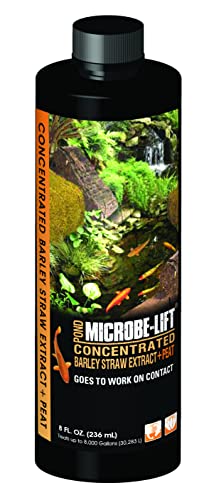 Microbe-Lift Concentrated Barley Straw Extract Plus Liquid Peat Conditioner for Ponds and Outdoor Water Garden, Safe for Live Koi Fish, Plants, and Decorations, 8 Ounces