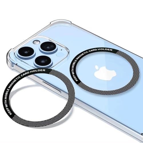 YIANERM 2 Pegatinas de Anillo metálico Universal, compatibles con Cargadores inalámbricos magnéticos, Accesorios de conversión de Anillo de adaptadores magnéticos de ultradelgado (Negro)