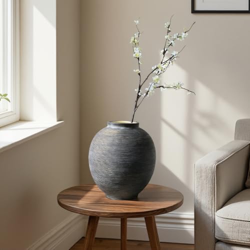 Black Ceramic Flower Vase, 9.8" H, Black Bronze Glaze - Image 5