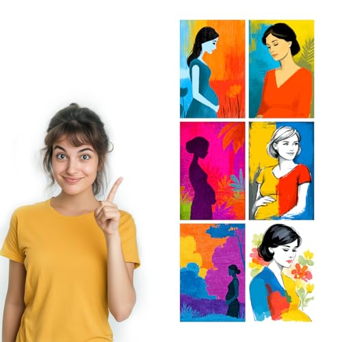 Image of SiddArtify Modern Woman Wall Art Poster Print Set - Colorful Abstract Female Portrait Decor for Living Room Bedroom Office - 12x18 inch Sticker Pack of 6