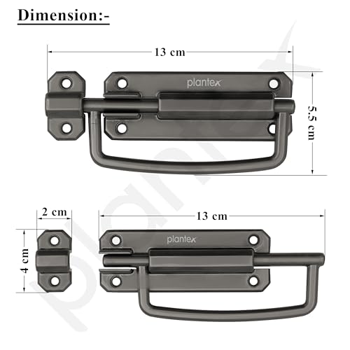 Image of Plantex Door Stopper /5 Inch Baby Latch Kadi /Door Latch for Bathroom /Door Lock for Home /Office Doors - Pack of 4 (Satin Black)
