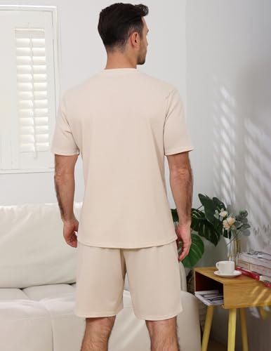 Image of JiniGolla Mens Pajamas Set Soft Short Sleeve Top and Pant Loungewear Sets 2 Piece Pjs with Pockets