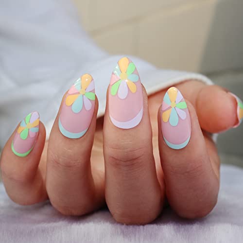 12 Packs (288 Pcs) Press on Nails Medium and Short, Misssix Short Fake Nails Glue on False Nails Almond and Square with Nail Glue for Women (G4)