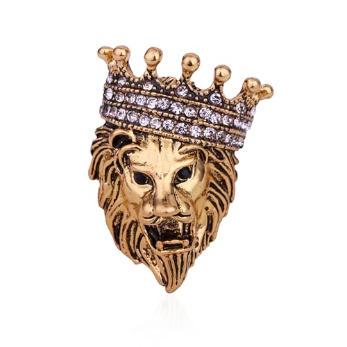 Image of Lion Vintage Men Brooch Pins for Suits Pin Women Brooch Pin Animal Lapel Pin Safety Pin Punk Suit Tie Pin Husband Boyfriend for Valentine's Day Anniversary Birthday Gifts