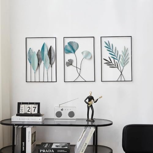 Image of SHREE 'O' GREEN TECH - Handcrafted Metal Golden Abstract Leaf Frame Wall Art Sculpture Large Multicolor Decorative Wall Hanging for Home, Living Room, Drawing Room & Bedroom Decor (Size 12x18 Inch)
