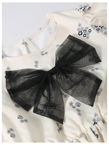 Verdusa Girl's Cute Bow Floral Princess Dress Puff Sleeve A Line Tiered Flowy Dresses3