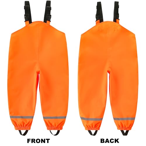 Image of Fewlby Kids Rain Bib Pants, Toddlers Waterproof Suspender Dirty Proof Rain Wear for Boys and Girls