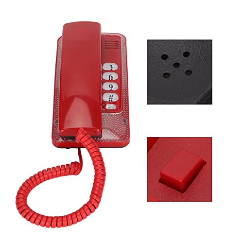 Elprico Wandmontiertes Telefon, Schnurgebundenes Telefon mit Wahlwiederholung, Schnellblitz-Stummschaltung, Festnetztelefon für das Home Hotel School Office(Rot)