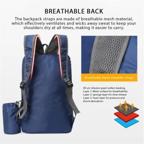 Mochila de senderismo ligera e impermeable azul miniatura 4