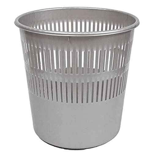 Cablepelado Papelera Rejilla Plastico, Cubo De Reciclar, Cesta De Basura, Papelera De Plástico, Papelera Escritorio, Papelera Oficina, 28 Cm Alto X 27.5 Cm Diámetro, Capacidad 12 Litros, Gris