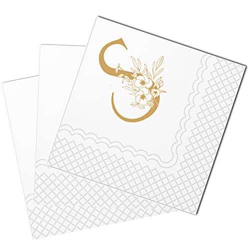 SharkBliss Guardanapos de coquetel com monograma, pacote com 50 unidades, monograma personalizado, m