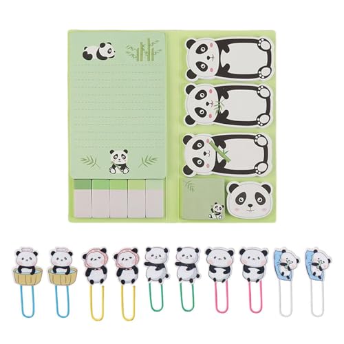 1 Juego De Blocs De Notas De Panda Y 10 Clips De Papel De Panda, Lindos Artículos De Papelería, Artículos De Papelería Creativos, Material De Oficina Y Aprendizaje, Regalos Para Estudiantes