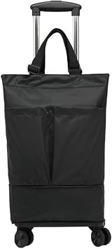 LSDZW Cooling Shopping Cart, 2 Tier Extendable, Foldable, Stylish, Lightweight, Carry Bag, Compact, Horizontal Pushable, 360  Rotation, 4 Wheels, Shopping Carrier, Large Capacity, Heat Retention, F,