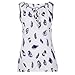 Produktbild Momoxi Damen Sommer Plus Size Loose Feather Print V-Ausschnitt ärmellose Bluse Pullover Tops Shirt Blouse Print Tank Weiß S