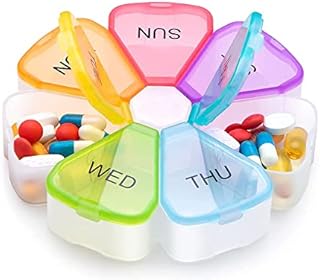 Weekly Pill Box Organiser , Portable 7 Day Medicine Box with Large Compartments for Vitamins, Supplements and Medication, Easy to Open with Snap Shut Lids Design,Suit for Travel Pill Case