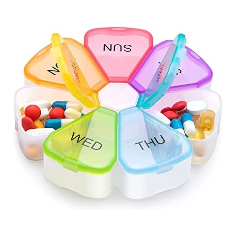 DDUP Portable Weekly Pill Box Organiser | Easy to Open 7 Day Premium Quality Tablet Box | Travel Pill Case with Snap Shut Lids Design |Tablet Organiser for Vitamins, Supplements & Medicine Cover