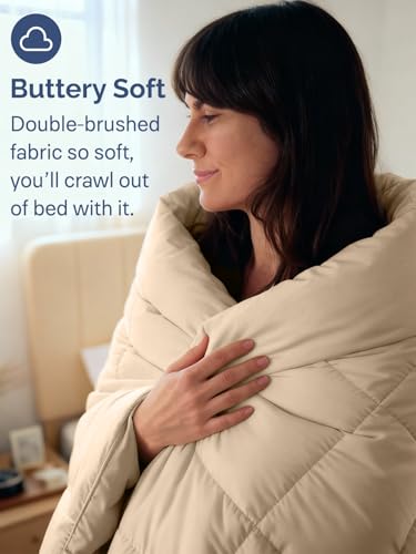 Image of Full Size, Cream Alternative Down Comforter - Warm, Lightweight & Breathable Hotel Quality Bedding Set for Men, Women, Kids and Teens - All Season Oversized Cooling Microfiber Duvet Insert Comforter