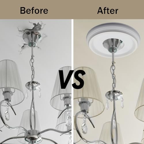 Image of Semetall 2Pcs Lighting PU Ceiling Medallion White 10 inches
