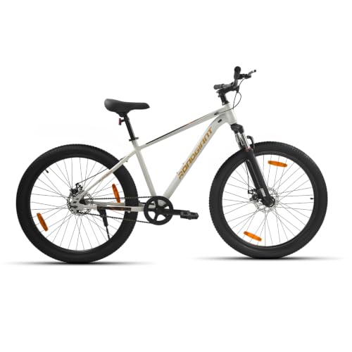 Image of ROADGIANT Squad BlackGold 27.5T | MTB | Steel Bicycle | Dual Disc Brakes | Single Speed | Front Suspension | Unisex|for All-Terrain Riding (Dull White)
