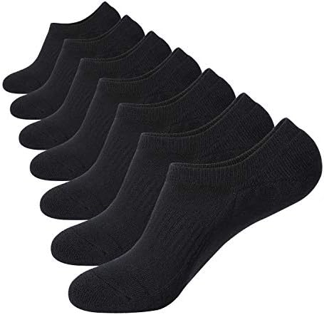 No Show Socks Thick Cushion 7 Pairs Non Slip Low Cut Invisible Socks Men Boat Liner 6-10/10-12/12-14
