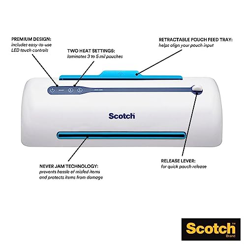 Scotch PRO Thermal Laminator and Pouch Bundle, 2 Roller System, Never Jam Technology Automatically Prevents Misfed Items (TL906) with 200-Pack Scotch Thermal Laminating Pouches - Image 3