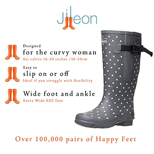 Jileon Extra Wide Calf Womens Rain Boots with Rear Expansion - Fit up to 20" Calves | Designed For Ladies with Wide Feet or Ankles | Durable and 100% Waterproof Boots3