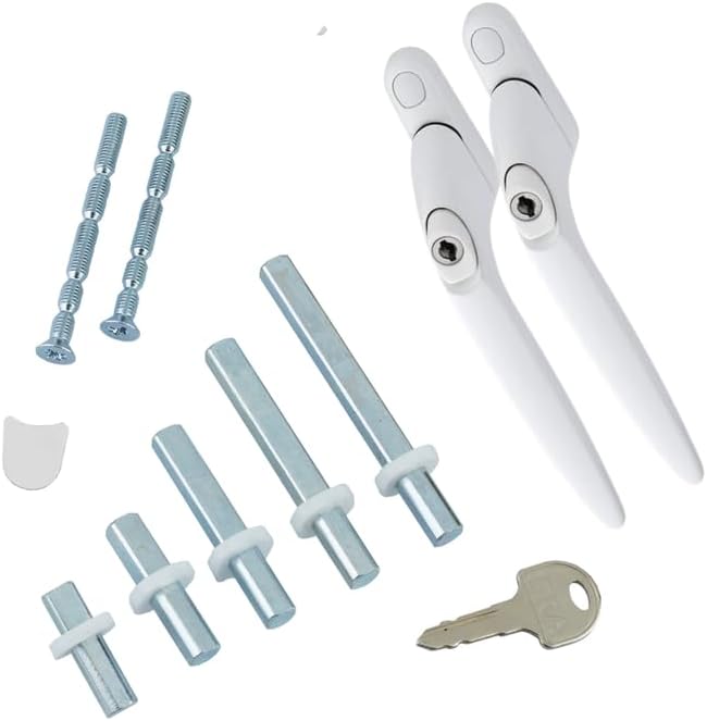 Fixrello 2 x PVC Window Handles for uPVC Windows White w/White Button