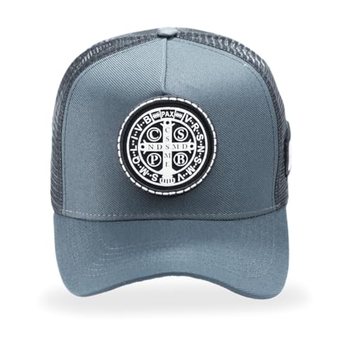 Boné Trucker Linha Country Telinha Medalha De São Bento (cinza)