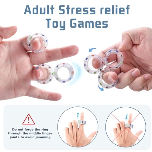 Image of 3pcs Magnetic Fidget Spinner Rings Toys for Adult- Anxiety Relief, ADHD Therapy Magnets for Teens and Kids