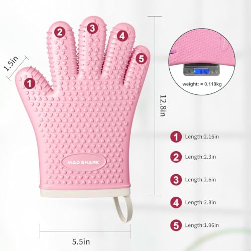 Image of MAD SHARK Silicone Oven Mitts with Fingers Heat Resistant 450F in Kitchen