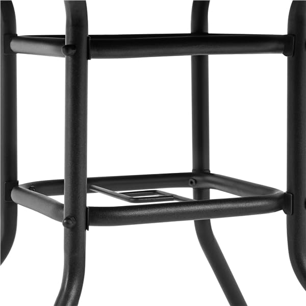 Yaheetech Table de Jardin Ronde en Verre et Métal avec Trou pour Parasol 70 cm x 70 cm Noir