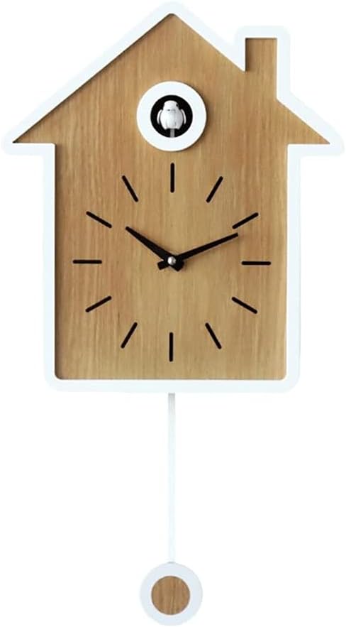 Ornaments, Living Room Wall Alarm Clock Wooden Cuckoo Clock Bird Brief Chiming Clock Decorations Home Ornaments (Color : D, Size : One Size)