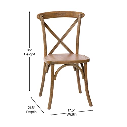 Taylor & Logan Lara Set Of 2 Hand Scraped Cross Back Dining Chairs, Dark Natural #TOP1