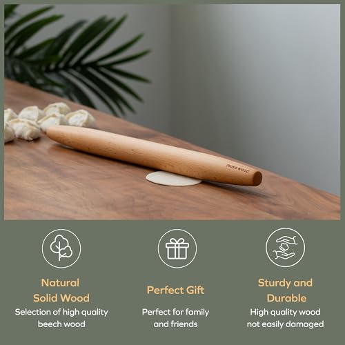 Muso Wood Wooden French Rolling Pin for Baking, Beech Wood Tapered Rolling Pin for Fondant Pie Crust Cookie Pastry(French 15.75-Inch) - Thumbnail 7