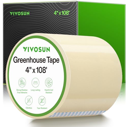 Image of VIVOSUN Greenhouse Repair Tape, 6.3 mil 4 inch x108' Weatherproof Clear Poly Patch Tape, Heavy Duty Greenhouse Sheeting Coverings Film Tape for Plastic Sheeting and Tents