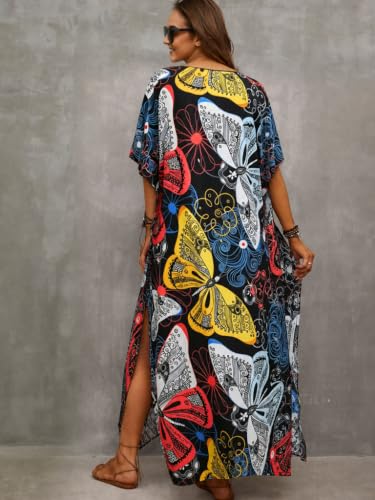 ZIRHYSTA Womens Kaftan Beach Cover Up Flowy Plus Size Maxi — view 5