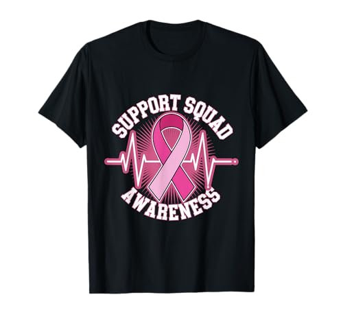 Awareness Heartbeat EKG Pulse Support Squad pour la sensibilisation au cancer du sein T-Shirt
