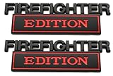 2pcs Big Size Firefighter Edition Emblem, Firefighter Edition Decal Car Badge for Pickup Truck Car Truck Motorcycle F150 F250 F350 (Red)