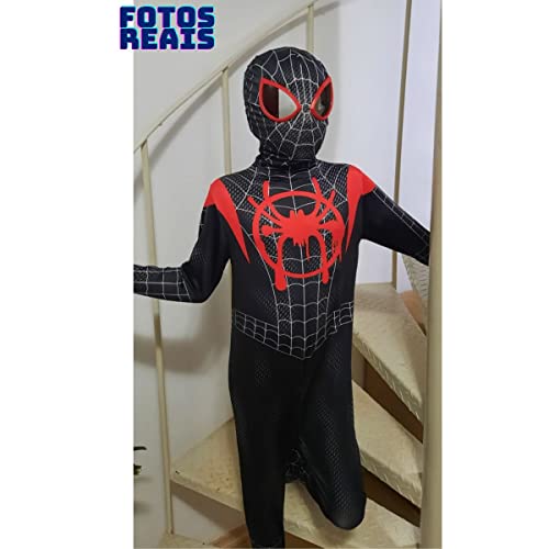 Fantasia infantil menino aranha Miles mascara com olhos 3D (PP)