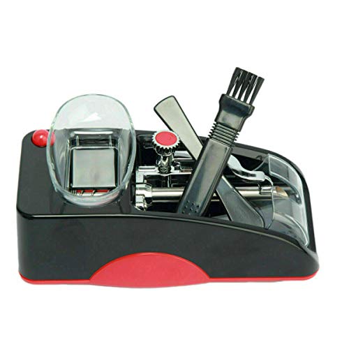 Portable Electric Cigarette Rolling Machine, Mini Automatic Injector Tobacco Roller Maker with Transparent Tobacco Hopper Red