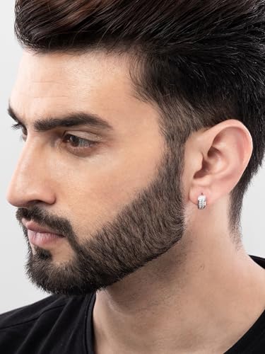 Image of ORIONZ Hoop Earrings for Men & Boys (1 Piece) - 925 Sterling Silver - Gift for Birthday Anniversary - 18k Gold Plated Jewellery - Men Fashion