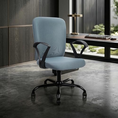 Image of IAFA FURNITURE Mavro Office Chair, Mid Back Upholstery Ergonomic Home Office Desk Chair with Fixed Armrests & Spacious Cushioned Seat | Heavy Duty Metal Base (DIY) (Grey)