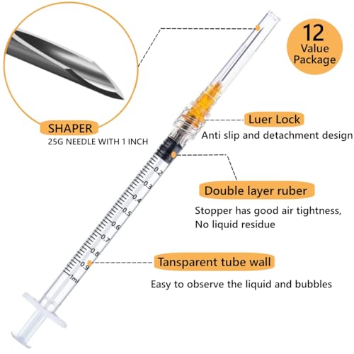 Ulove Prs UP-1MLZT4162308 12 Pack 1Ml Industrial Syringes With 25Ga 1 Inch Needle, Plastic Disposable Syringe And Needle For Scientific Labs thumb #1