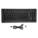 Drahtlose Übertragungstechnologie: Die Tastatur mit RGB Hintergrundbeleuchtung verwendet die drahtlose 2,4 G Übertragungstechnologie im 87 Tasten Design, das für Büro und Spiele verwendet werden kann.