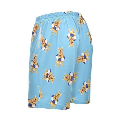 Pajama Shorts for Men Golden Retriever Dog Summer Pajama Pants with Pocket Pjs Bottoms Sleep Shorts3