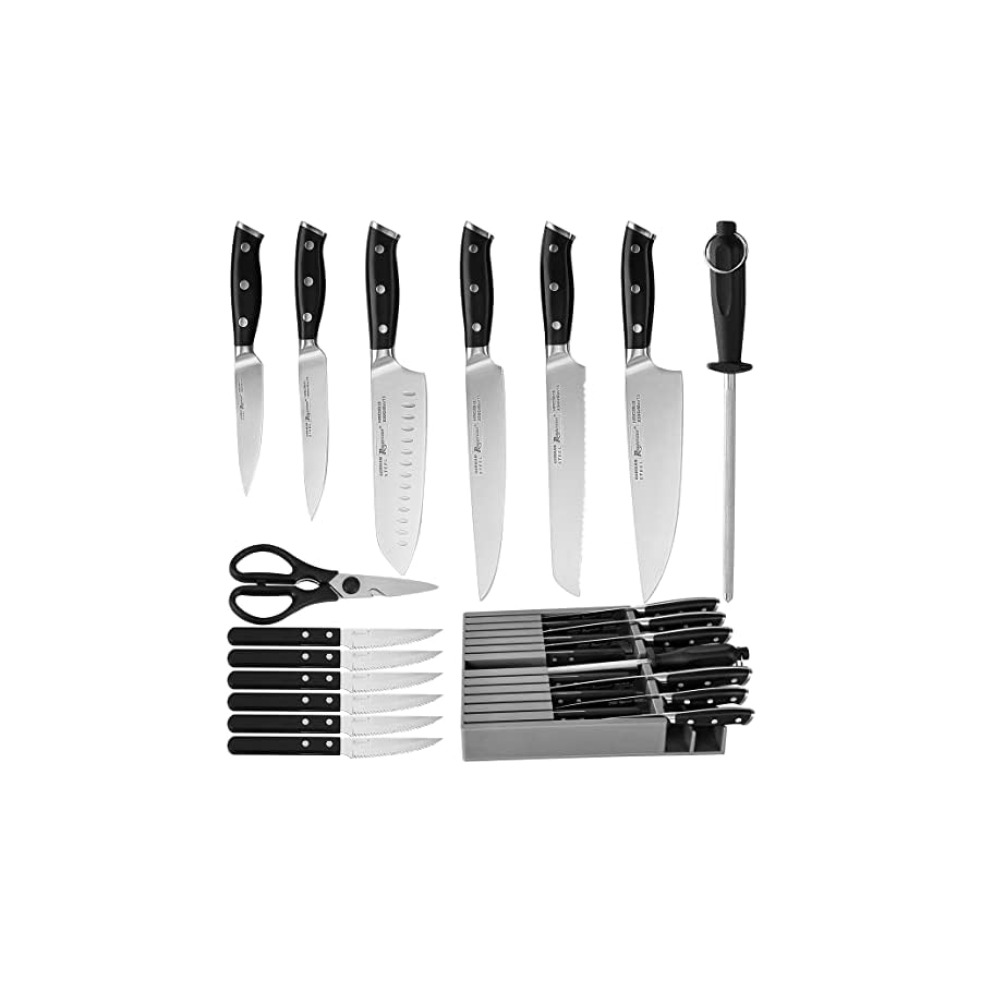 ROMANTICIST-Knife-Set-16-Piece-Kitchen-Knife-SetGerman-Stainless-Steel-Sturdy-Durable-Kitchen-Knives-Razor-SharpKnife-Set-with-BlockCutting-Board-and-Knife-Sharpner-Black-Knife-Set ROMANTICIST Knife Set 16-Piece Kitchen Knife Set,German Stainless Steel Sturdy Durable Kitchen Knives, Razor Sharp,Knife Set with Block,Cutting Board and Knife Sharpner Black Knife Set