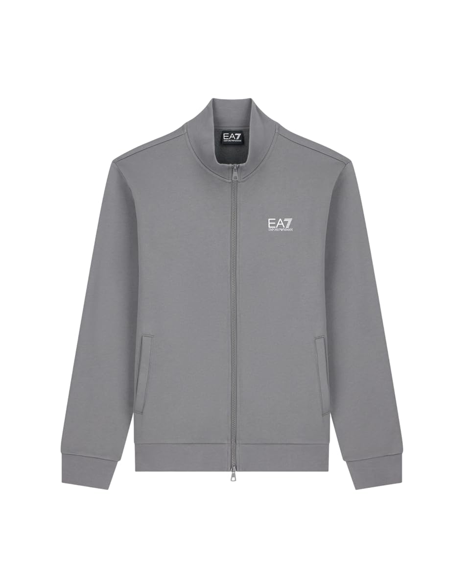 EA7 Emporio Armani męska bluza bawełniana z zamkiem błyskawicznym i kołnierzem podstawowym Identity 8NPM36