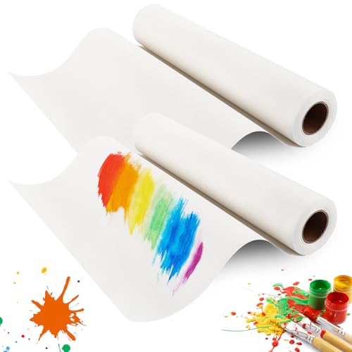 STATVAST Lot de 2 rouleaux de papier à dessin - 38 cm x 30 m - Blanc - Pour enfants, artistes, croquis, peinture - Papier recyclé - 70 g/m² - Pour...