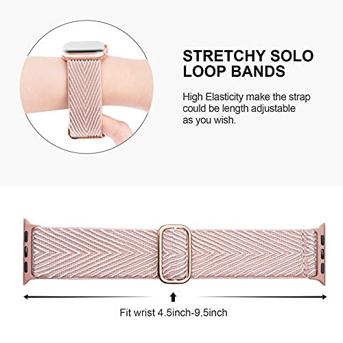 Image of 4 Pack Stretchy Solo Loop Compatible with Apple Watch Bands Women Men | 38mm 40mm 41mm 42mm 44mm 45mm 46mm 49mm Sport Nylon Elastic Straps, Wristbands for iWatch Series 11 10 9 8 7 6 5 4 Ultra /SE 3