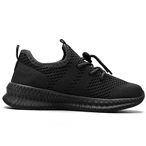 Egmpda Boy Shoes Athletic Running Fashion Sneakers Walking Breathable Kids Girls Fitness Cross-Training Tennis Lightweight Shoes(Toddler/Little Kid/Big Kid) A Black thumb #2
